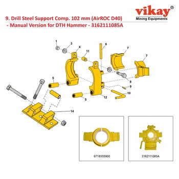 Drill Steel Support Comp. (102 mm) 3162111085A Replacement