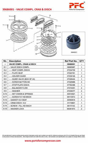 Valve Compl. Crab & Disch (A36) 39686001 Replacement