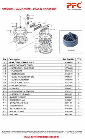 Valve Compl Crab & Disch (A43) 97058093 Replacement